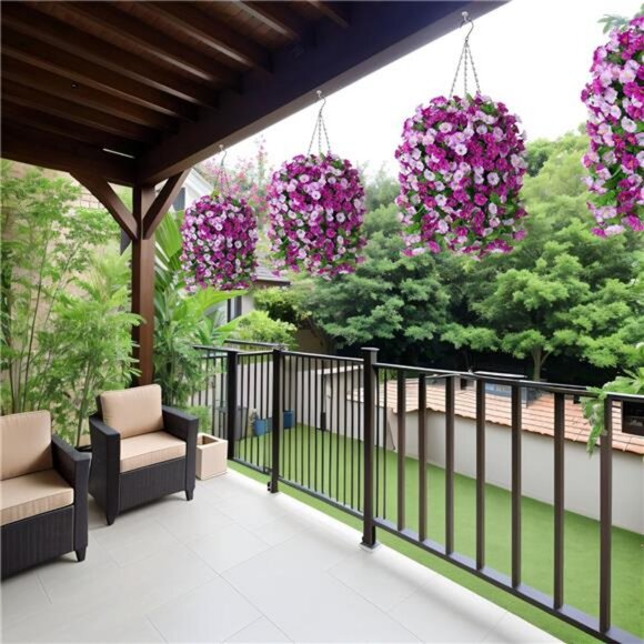 Artificial Fake Hanging Flowers Plants for Outdoor Spring Summer Decoration - Picture 4 of 7